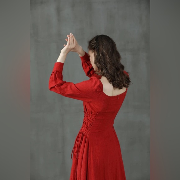 YLANG 15 | MAXI LACE-UP LINEN DRESS - Picture 2 of 9